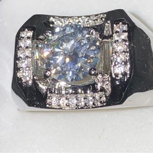 3.41ct VVS1+NATURAL Ice White MOISSANITE MEN'S RING